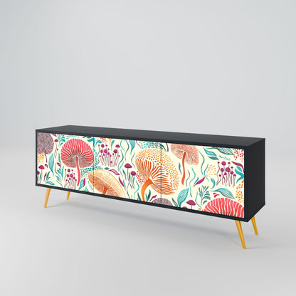 FUNGUS FANTASY 3-Door TV Stand in Black Finish