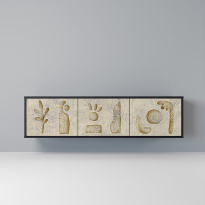SAND SCULPTURES 3-Door TV Stand in Black Finish