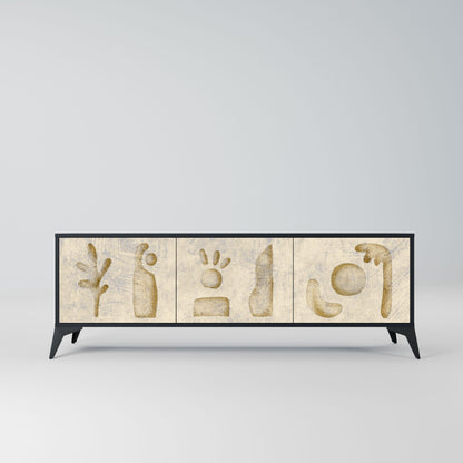 SAND SCULPTURES 3-Door TV Stand in Black Finish