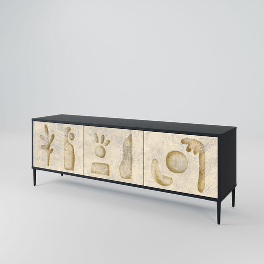 SAND SCULPTURES 3-Door TV Stand in Black Finish