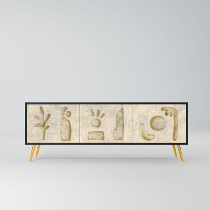 SAND SCULPTURES 3-Door TV Stand in Black Finish