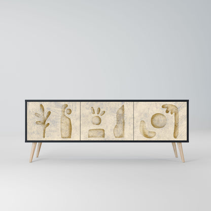 SAND SCULPTURES 3-Door TV Stand in Black Finish
