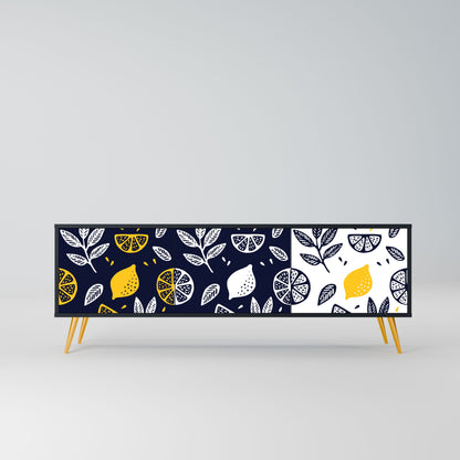 CITRUS BLACK AND WHITE 3-Door TV Stand in Black Finish