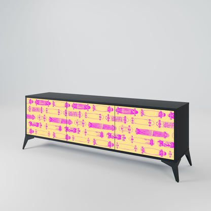 SKATEBOARD ARTISTRY 3-Door TV Stand in Black Finish