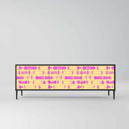 SKATEBOARD ARTISTRY 3-Door TV Stand in Black Finish
