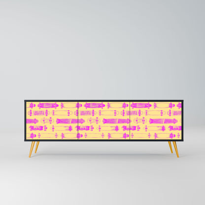 SKATEBOARD ARTISTRY 3-Door TV Stand in Black Finish