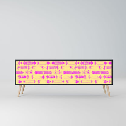 SKATEBOARD ARTISTRY 3-Door TV Stand in Black Finish