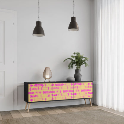 SKATEBOARD ARTISTRY 3-Door TV Stand in Black Finish