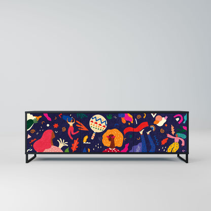 FESTIVE PLEASURES 3-Door TV Stand in Black Finish