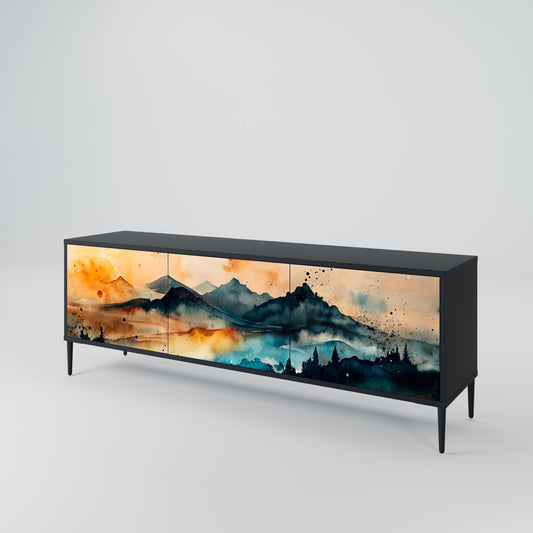 Mobile TV OMINOUS MOUNTAINS a 3 ante con finitura nera