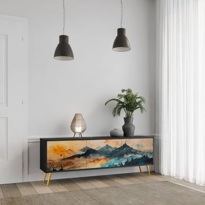 OMINOUS MOUNTAINS 3-Door TV Stand in Black Finish