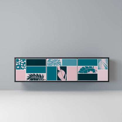 COMBINATION OF SHAPES 3-Door TV Stand in Black Finish