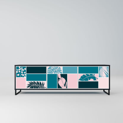 COMBINATION OF SHAPES 3-Door TV Stand in Black Finish