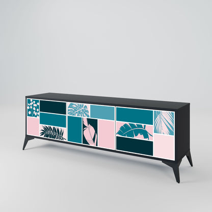 COMBINATION OF SHAPES 3-Door TV Stand in Black Finish