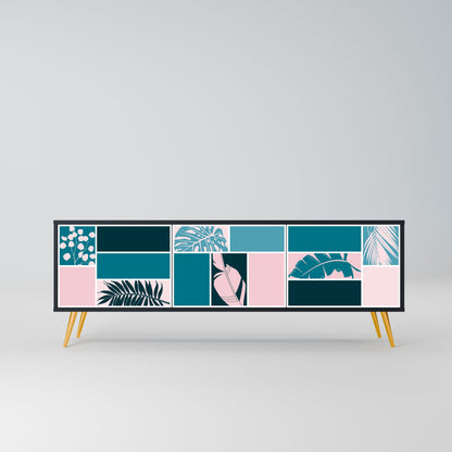 COMBINATION OF SHAPES 3-Door TV Stand in Black Finish