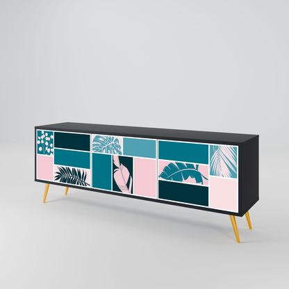 COMBINATION OF SHAPES 3-Door TV Stand in Black Finish