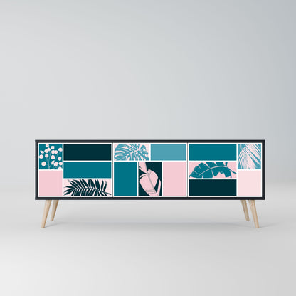 COMBINATION OF SHAPES 3-Door TV Stand in Black Finish