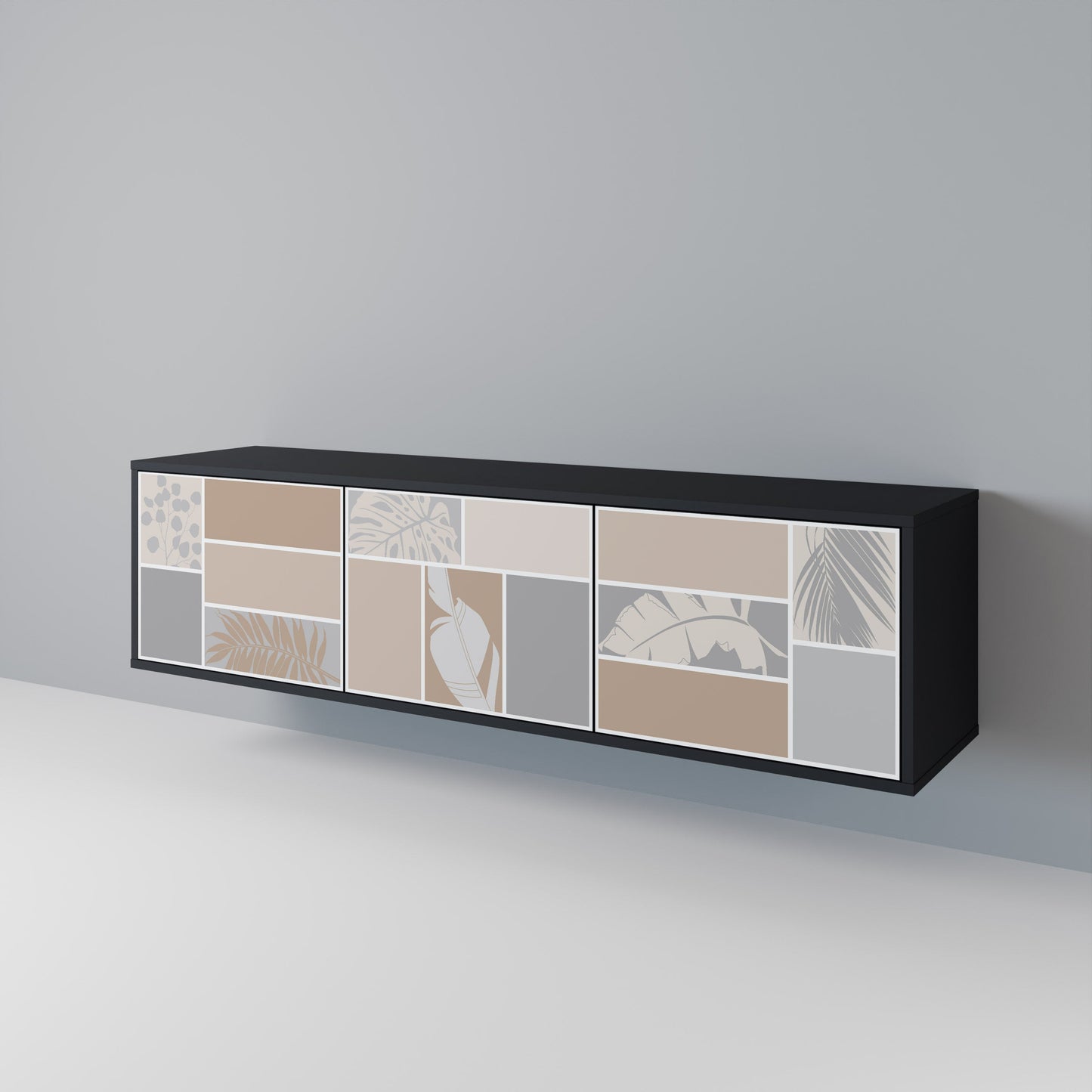 TROPICAL SHAPES Mobile TV a 3 ante in finitura nera