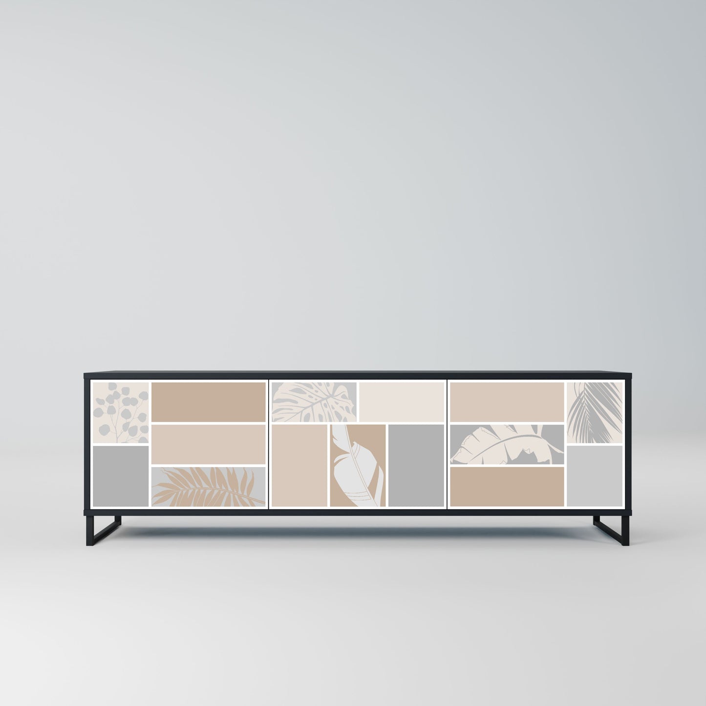 TROPICAL SHAPES Mobile TV a 3 ante in finitura nera