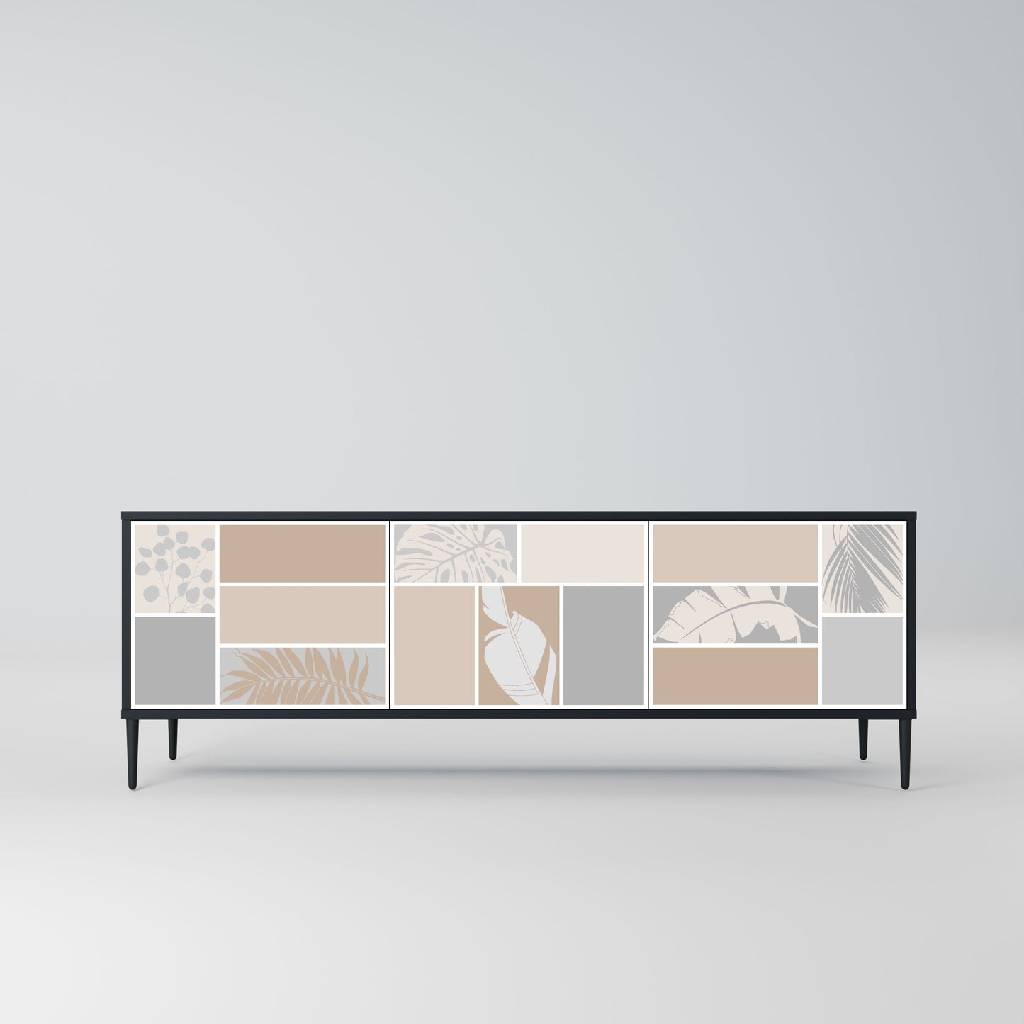 TROPICAL SHAPES Mobile TV a 3 ante in finitura nera
