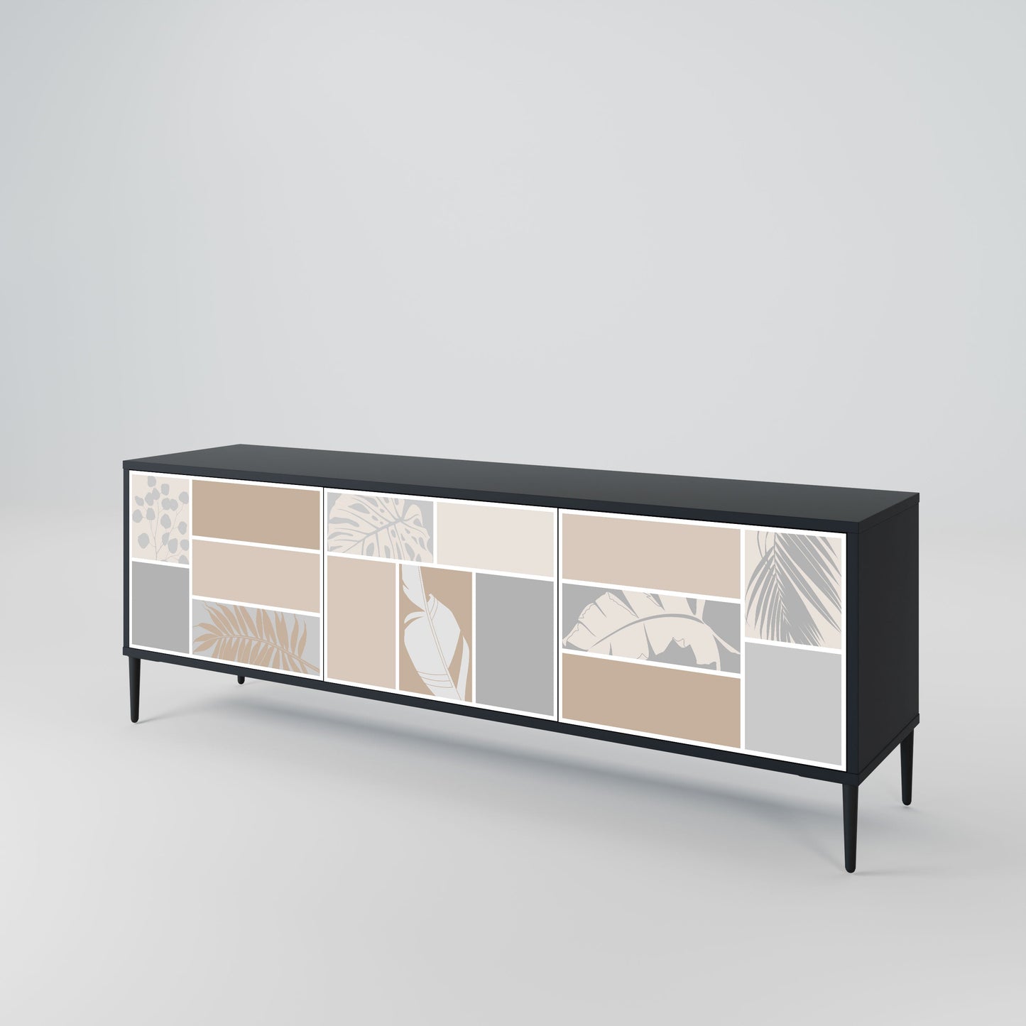 TROPICAL SHAPES Mobile TV a 3 ante in finitura nera