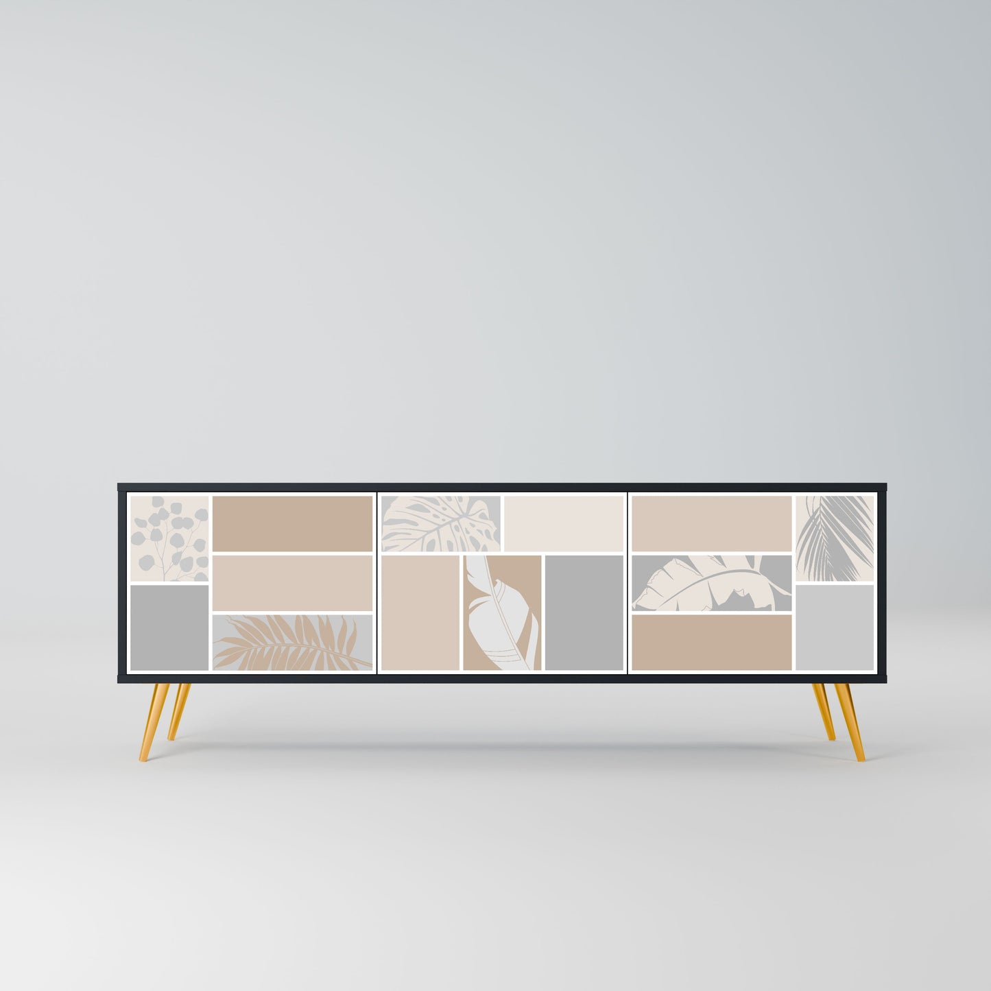 TROPICAL SHAPES Mobile TV a 3 ante in finitura nera