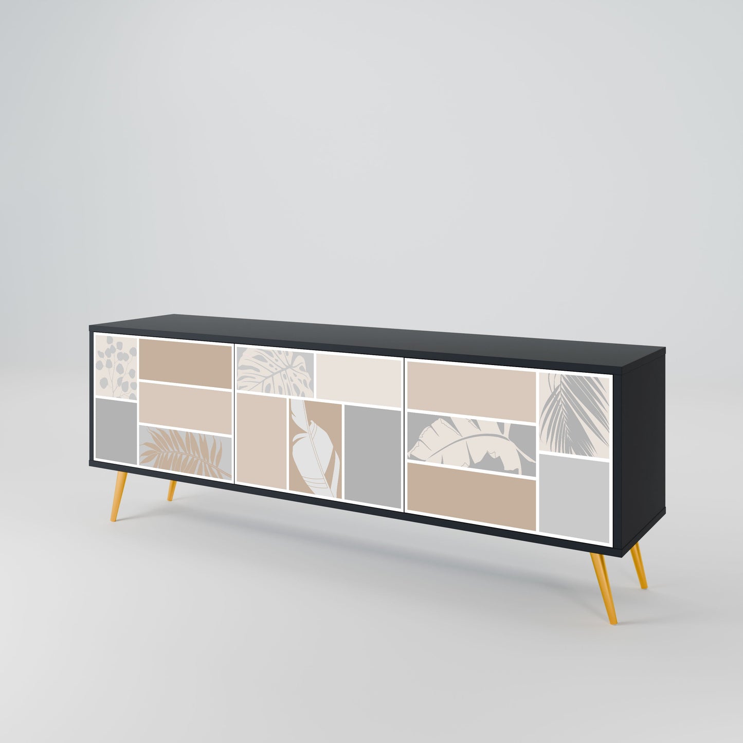 TROPICAL SHAPES Mobile TV a 3 ante in finitura nera
