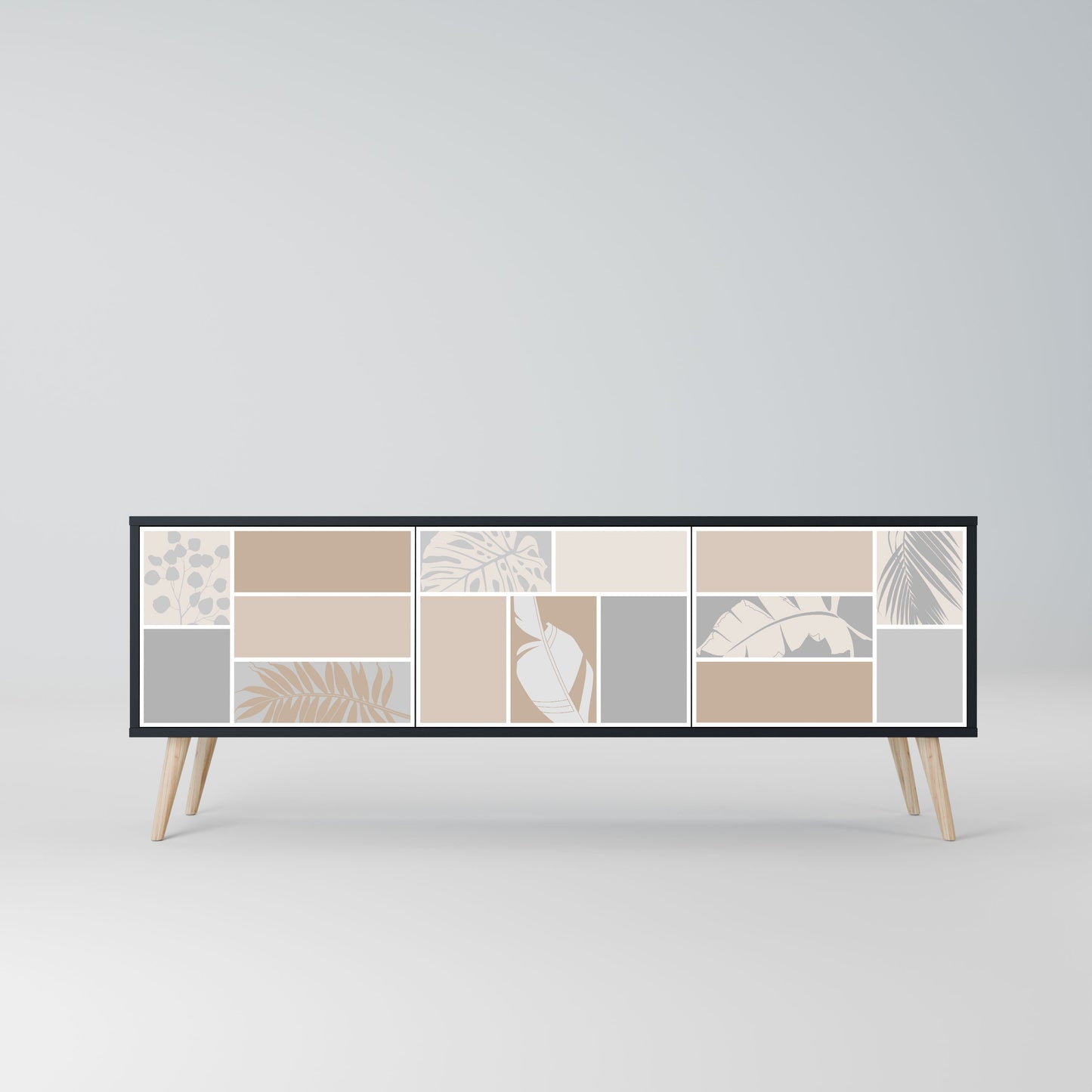 TROPICAL SHAPES Mobile TV a 3 ante in finitura nera