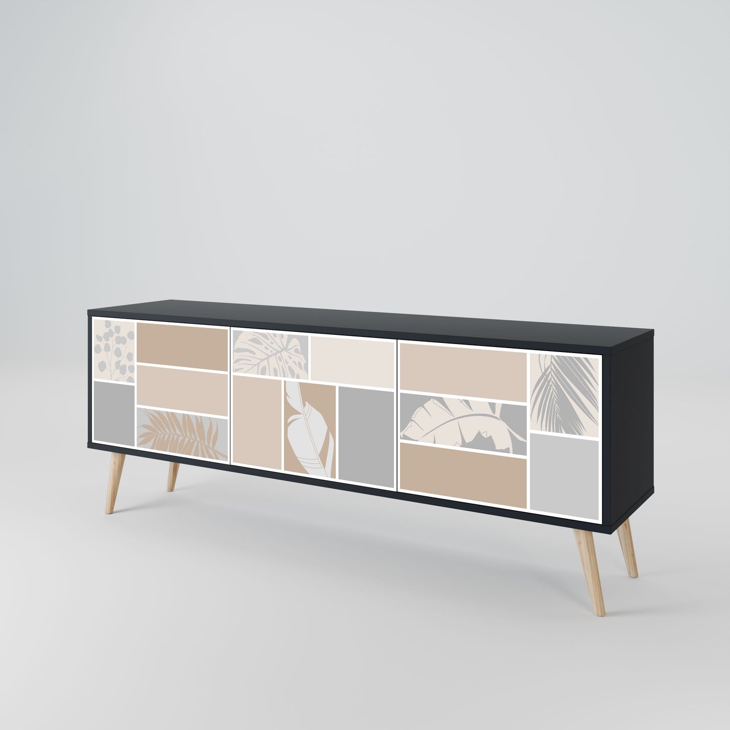 TROPICAL SHAPES Mobile TV a 3 ante in finitura nera