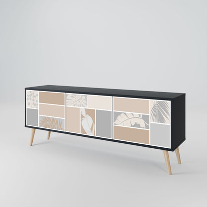 TROPICAL SHAPES Mobile TV a 3 ante in finitura nera