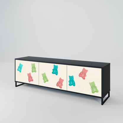 GUMMY BEARS 3-Door TV Stand in Black Finish