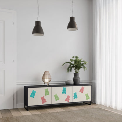 GUMMY BEARS 3-Door TV Stand in Black Finish