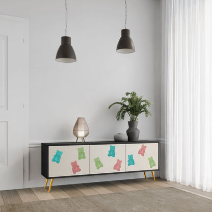 GUMMY BEARS 3-Door TV Stand in Black Finish