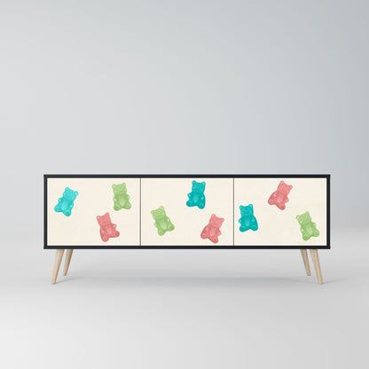 GUMMY BEARS 3-Door TV Stand in Black Finish