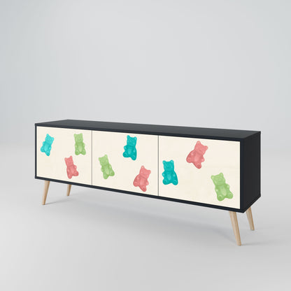 GUMMY BEARS 3-Door TV Stand in Black Finish