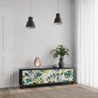 LEMON TREE 3-Door TV Stand in Black Finish