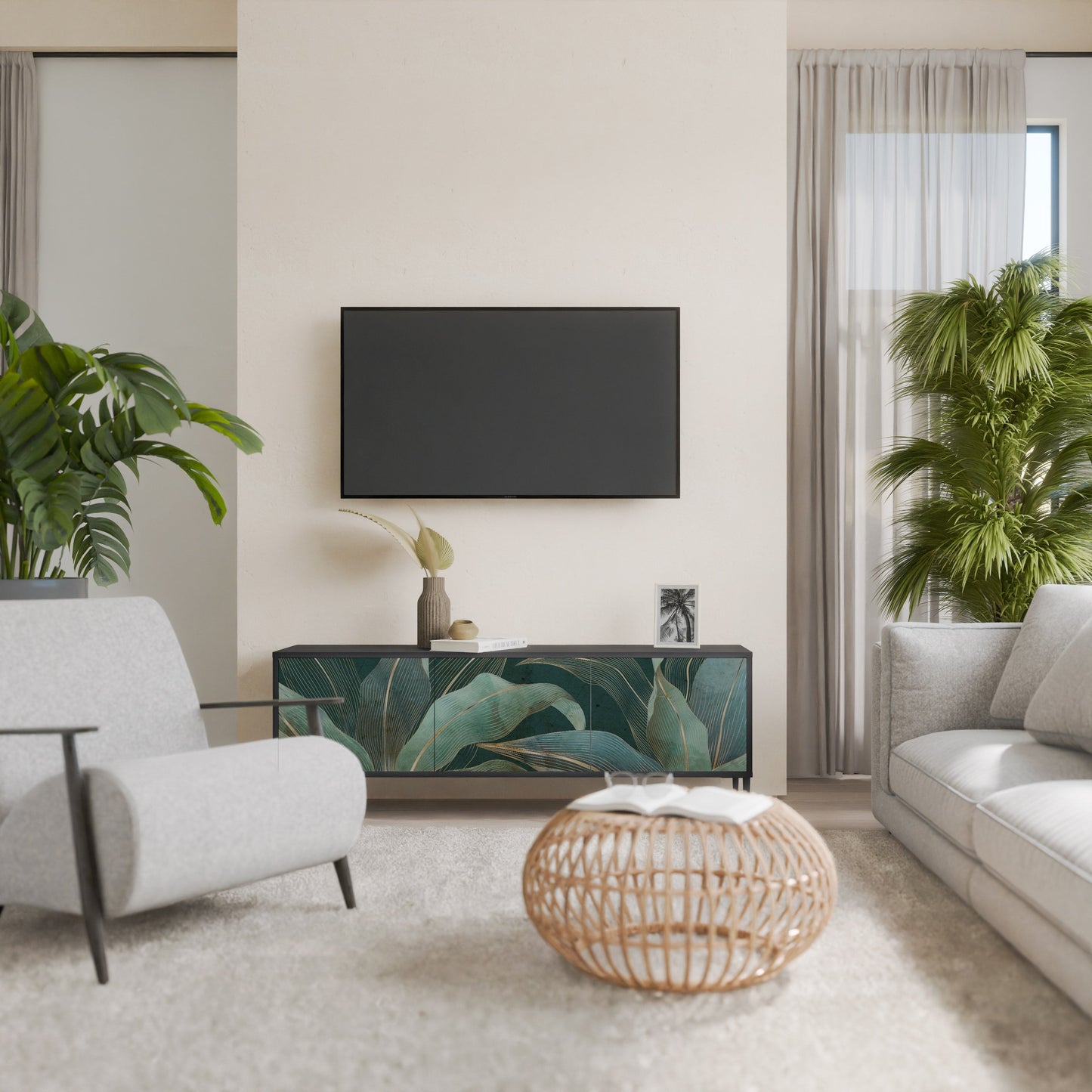 Mobile TV a 3 ante ROYAL GREEN in finitura nera
