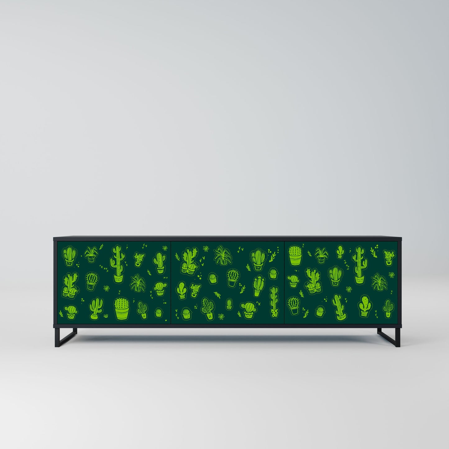 Mobile TV DESERT GREEN a 3 ante con finitura nera