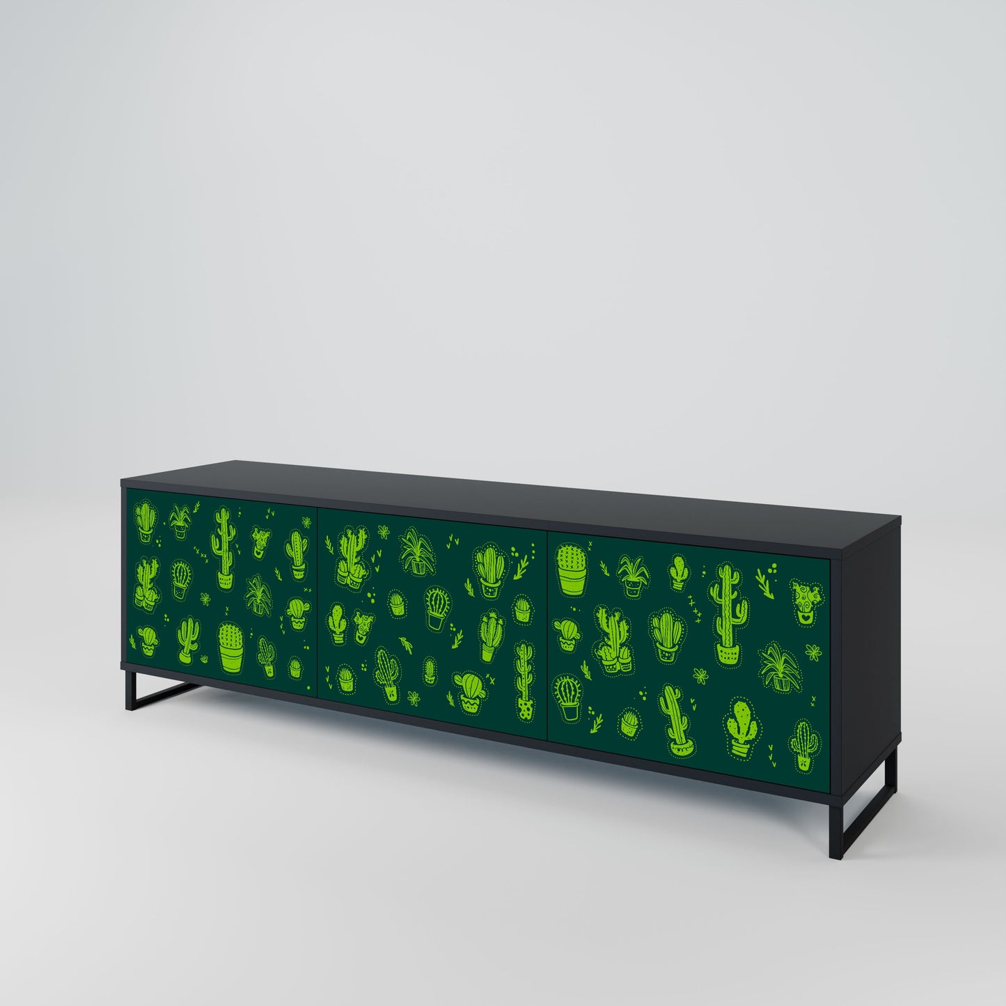Mobile TV DESERT GREEN a 3 ante con finitura nera