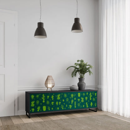 Mobile TV DESERT GREEN a 3 ante con finitura nera