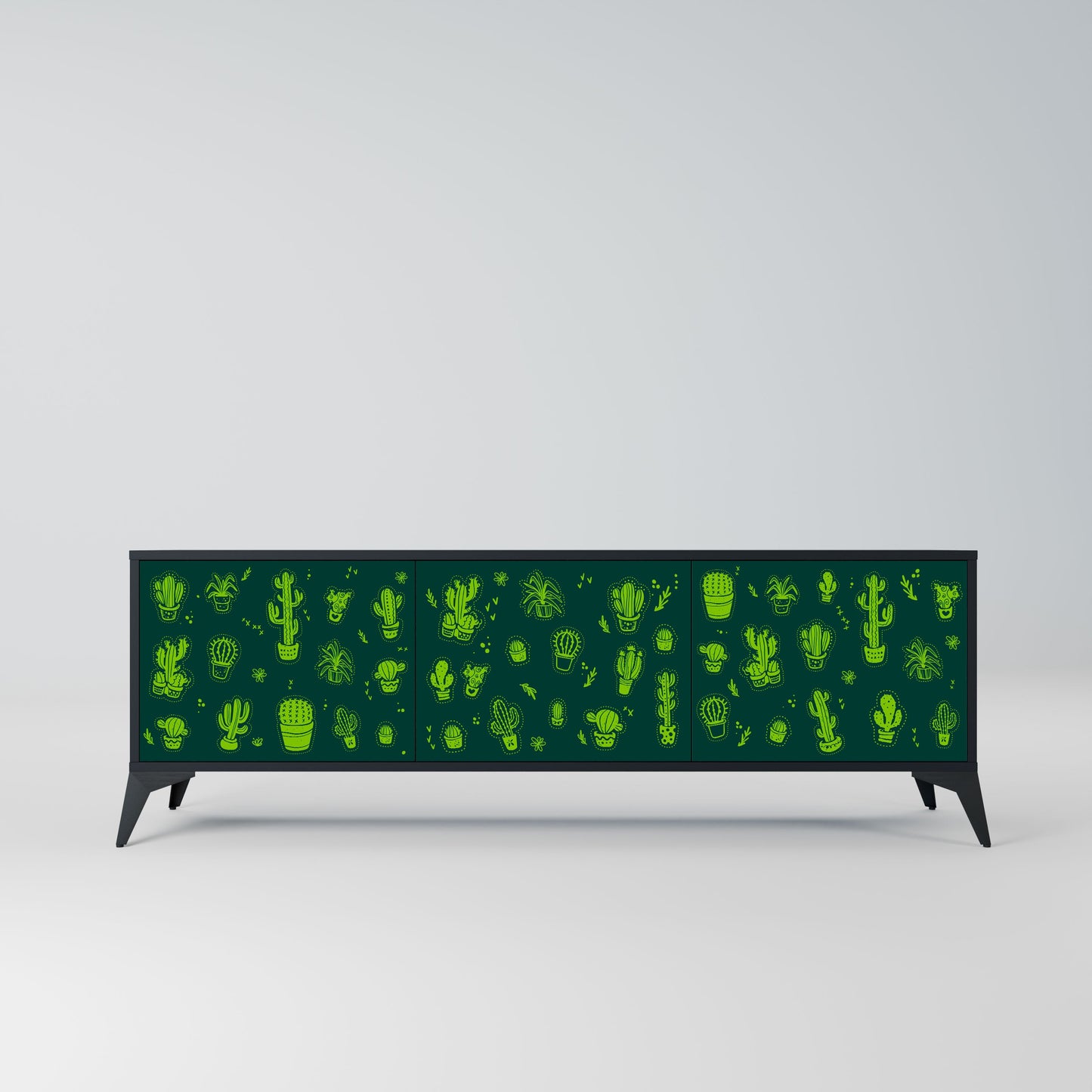 Mobile TV DESERT GREEN a 3 ante con finitura nera