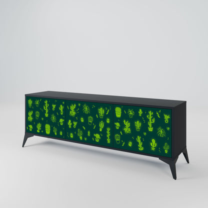 Mobile TV DESERT GREEN a 3 ante con finitura nera