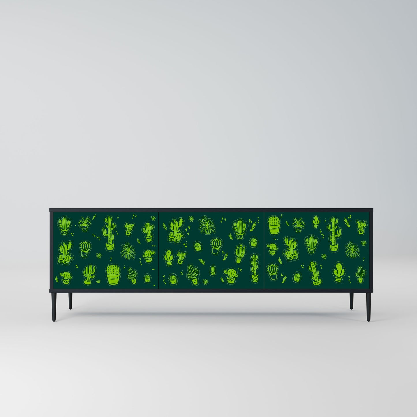 Mobile TV DESERT GREEN a 3 ante con finitura nera