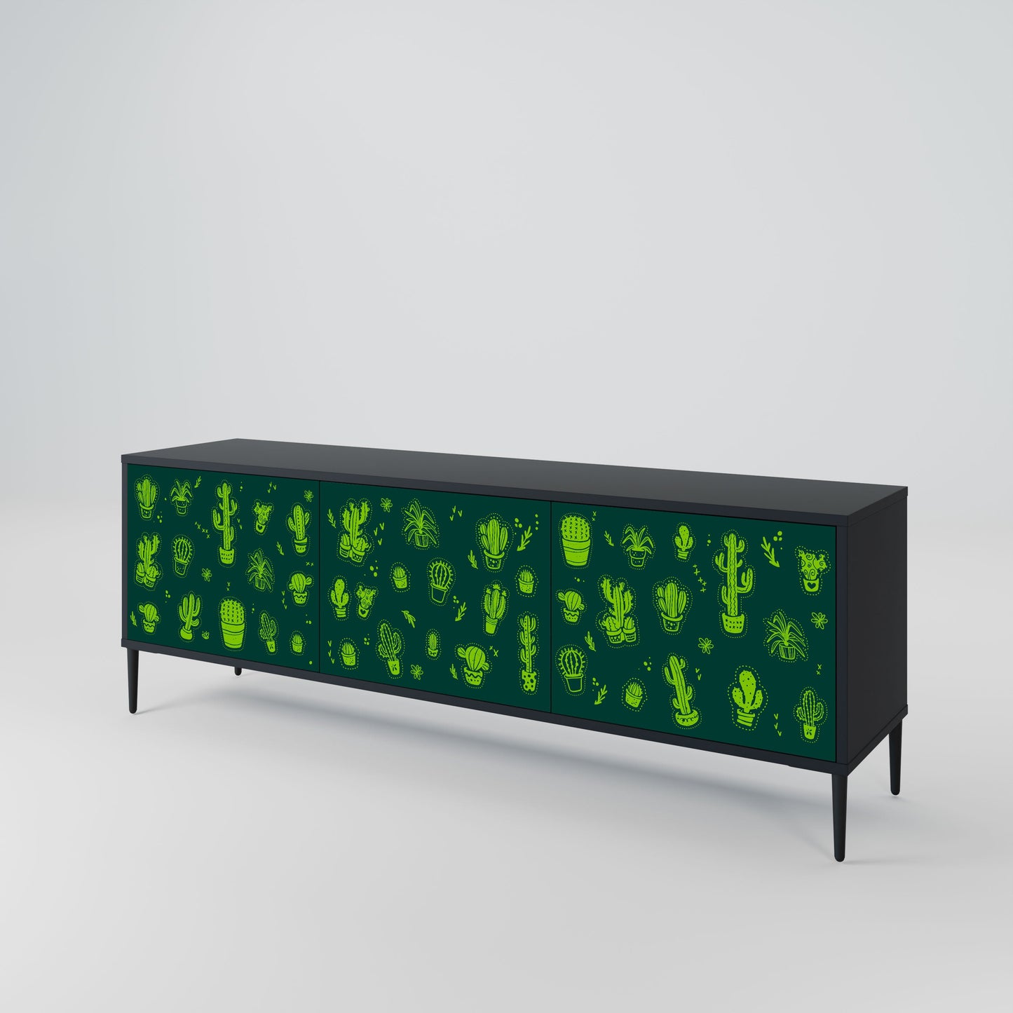 Mobile TV DESERT GREEN a 3 ante con finitura nera
