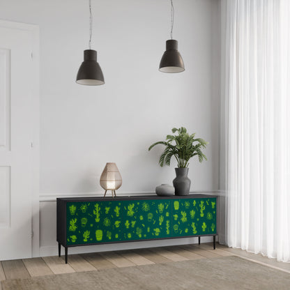 Mobile TV DESERT GREEN a 3 ante con finitura nera