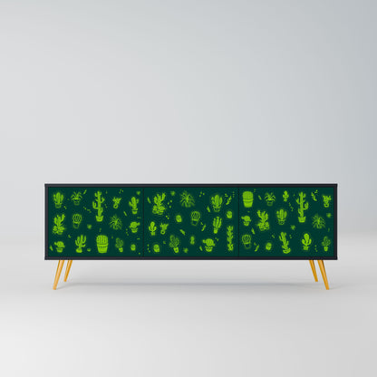 Mobile TV DESERT GREEN a 3 ante con finitura nera