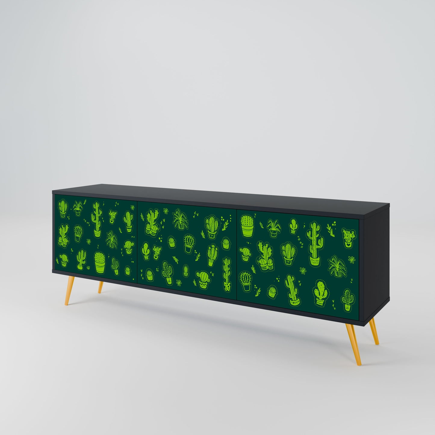 Mobile TV DESERT GREEN a 3 ante con finitura nera