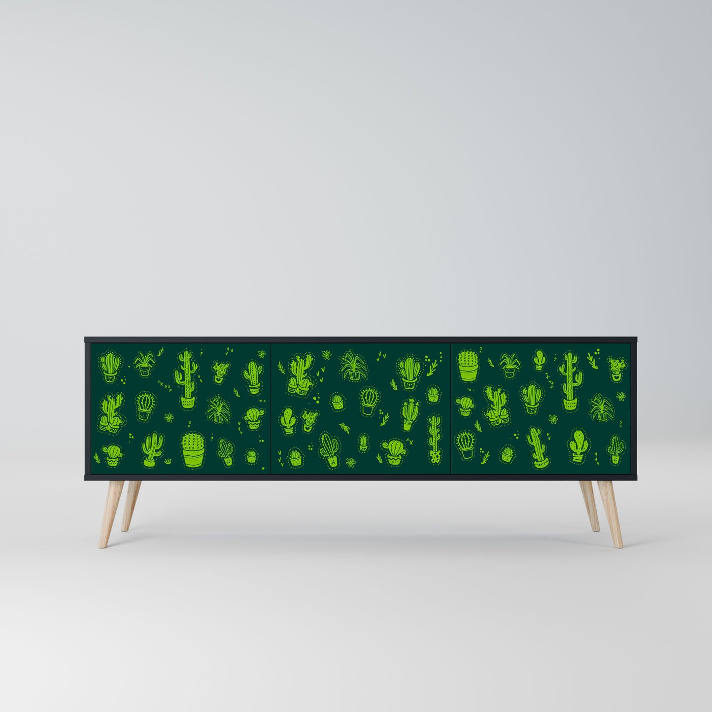 Mobile TV DESERT GREEN a 3 ante con finitura nera