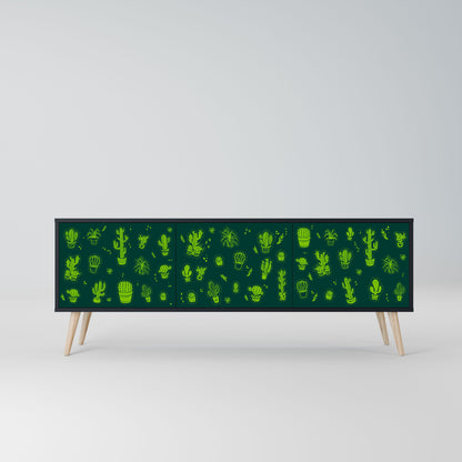 Mobile TV DESERT GREEN a 3 ante con finitura nera