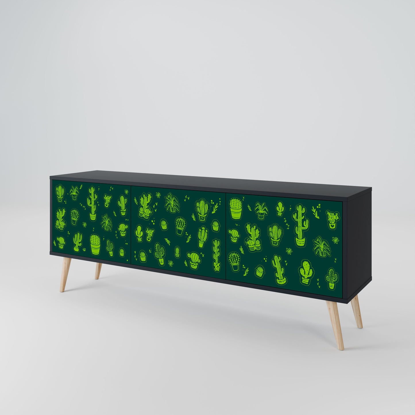 Mobile TV DESERT GREEN a 3 ante con finitura nera